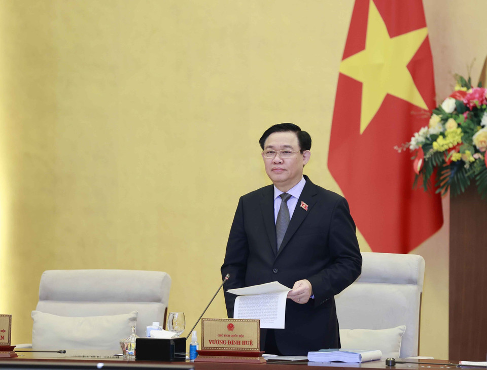 Chủ tịch Quốc hội Vương Đình Huệ phát biểu tại phiên khai mạc. (Ảnh: Doãn Tấn/TTXVN)