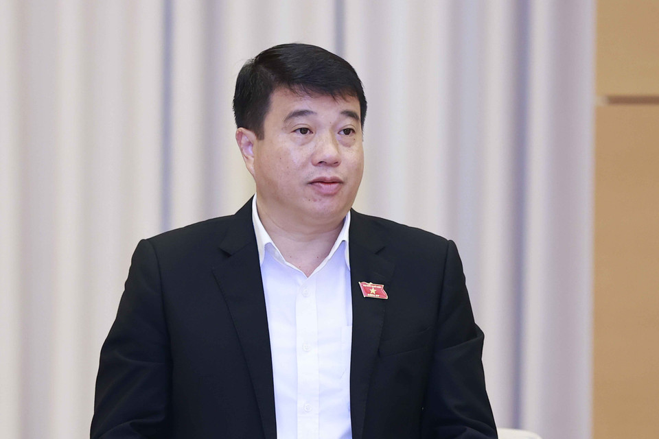 Chủ tịch Hội đồng Dân tộc của Quốc hội Y Thanh Hà Niê Kđăm đóng góp ý kiến về dự án Luật Kinh doanh bất động sản (sửa đổi). (Ảnh: Doãn Tấn/TTXVN)