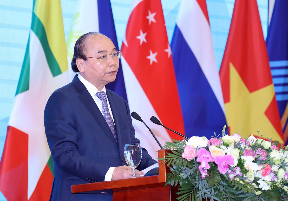 Thủ tướng Nguyễn Xuân Phúc, Chủ tịch ASEAN 2020 phát biểu. (Ảnh: Thống Nhất/TTXVN)