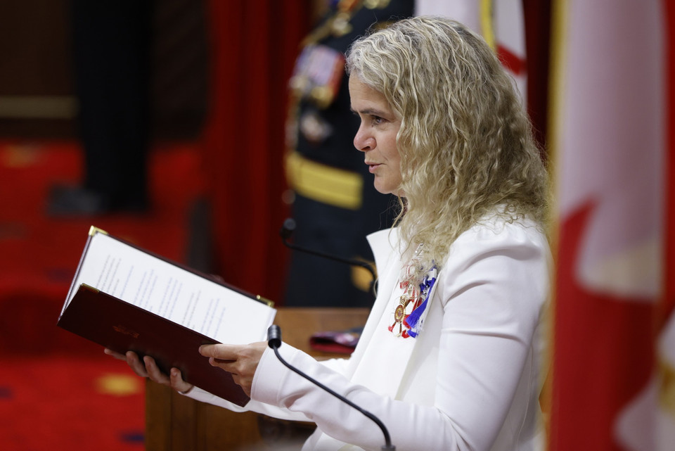  Toàn quyền Canada Julie Payette đọc thông điệp Hoàng gia tại Thượng viện Canada ở Ottawa, ngày 23/9/2020. (Ảnh: AFP/TTXVN)