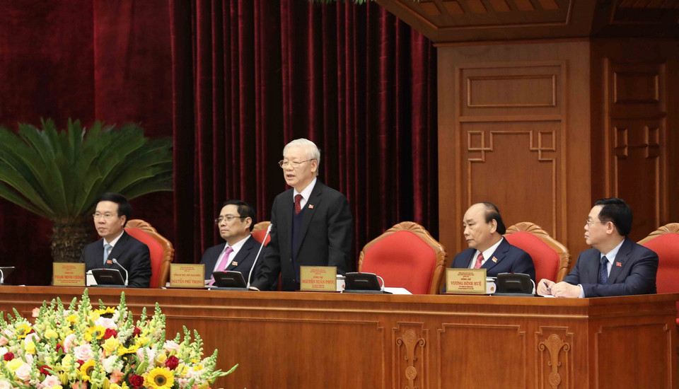 Tổng Bí thư, Chủ tịch nước Nguyễn Phú Trọng phát biểu tại hội nghị. (Ảnh: TTXVN)