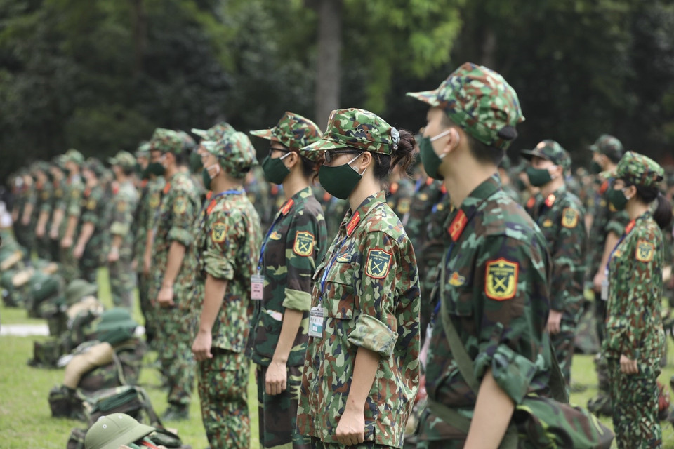 Học viên Học viện Quân y trước khi lên đường vào Nam làm nhiệm vụ. (Ảnh: Minh Quyết/TTXVN)