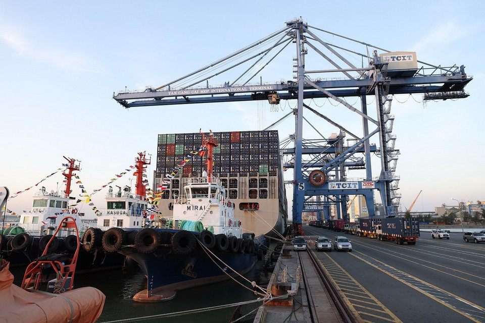 Cảng Quốc tế Tân Cảng-Cái Mép (TCIT). (Ảnh: Dương Giang/TTXVN)