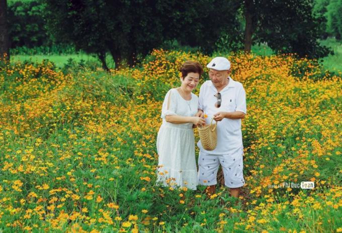 Sắc vàng của hoa cánh bướm góp phần làm nên nét đẹp tươi mới cho Ecopark. Cô Ngọc, 65 tuổi, cho biết cuộc sống trước đây chỉ xoay quanh căn nhà 80m2 ở nội thành Hà Nội. Từ khi chuyển về đây, không gian xanh mát, thư giãn, hoa cỏ giúp vợ chồng già thoải mái hơn. Thiên nhiên xanh mát giúp tinh thần tốt lên, suy nghĩ tích cực và yêu đời hơn. Nhờ vậy mà sức khỏe cải thiện, không phải đau ốm lặt vặt như trước, cô Ngọc chia sẻ.