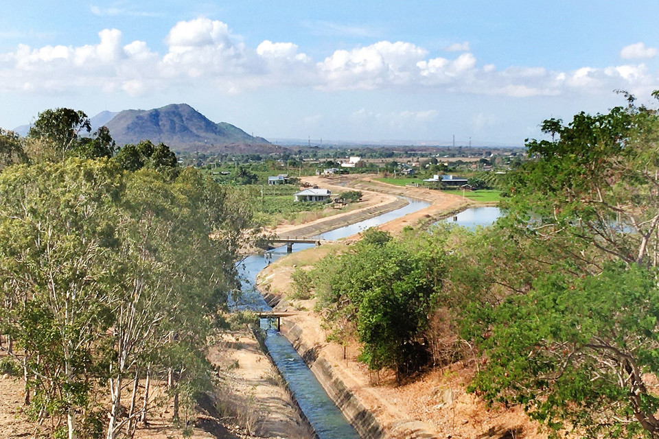 Lượng nước trong các hồ chứa tại Bình Thuận hiện còn rất thấp. (Ảnh: Nguyễn Thanh/TTXVN)