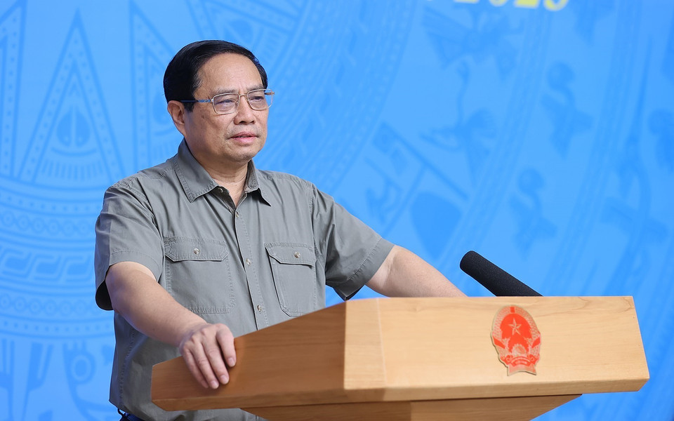 Thủ tướng Phạm Minh Chính chủ trì Hội nghị tổng kết công tác phòng, chống dịch COVID-19. (Ảnh: Dương Giang/TTXVN)