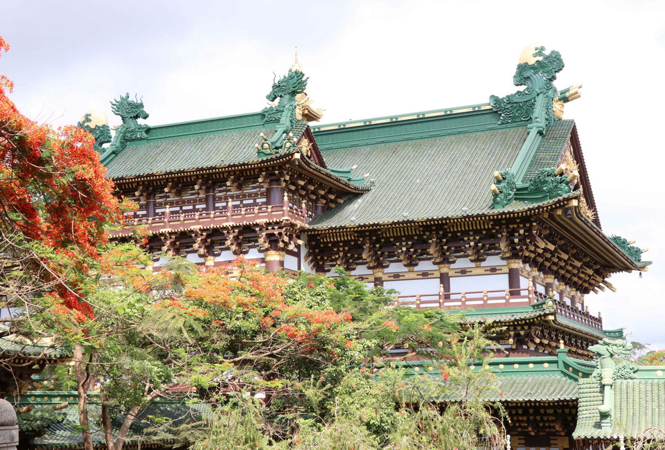  Kiến trúc chùa Minh Thành độc đáo, mang đậm phong cách Nhật Bản. (Ảnh: Hồng Điệp/TTXVN)