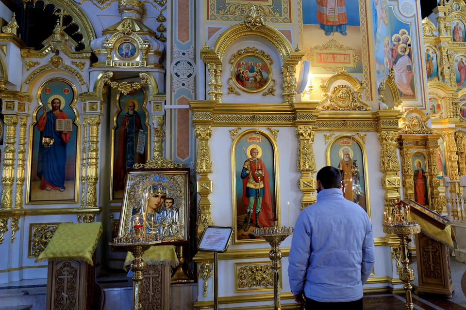 Nhà thờ mang tên vị Tổng lãnh thiên thần Mikhail - vị thần bảo trợ cho những người thợ rèn vũ khí. (Ảnh: Trần Hiếu/TTXVN)