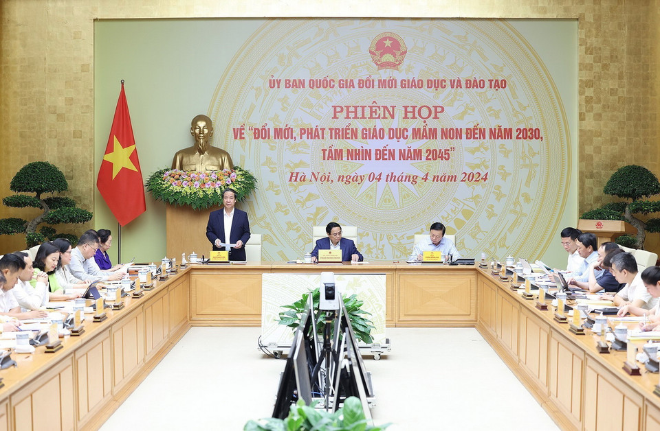 Phiên họp của Ủy ban Quốc gia Đổi mới giáo dục và đào tạo về “Đổi mới, phát triển giáo dục mầm non đến năm 2030, tầm nhìn đến năm 2045.” (Ảnh: Dương Giang/TTXVN)