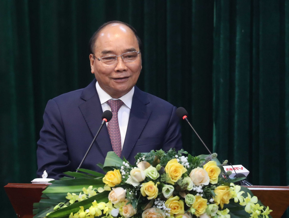 Chủ tịch nước Nguyễn Xuân Phúc phát biểu chỉ đạo. (Ảnh: Thống Nhất/TTXVN)