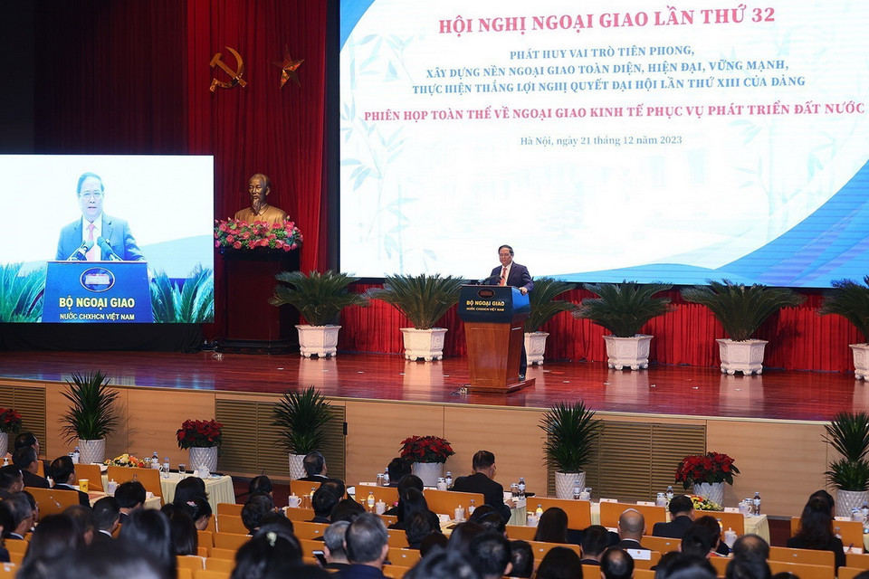 Thủ tướng Phạm Minh Chính phát biểu chỉ đạo tại Hội nghị. (Ảnh: Dương Giang/TTXVN)