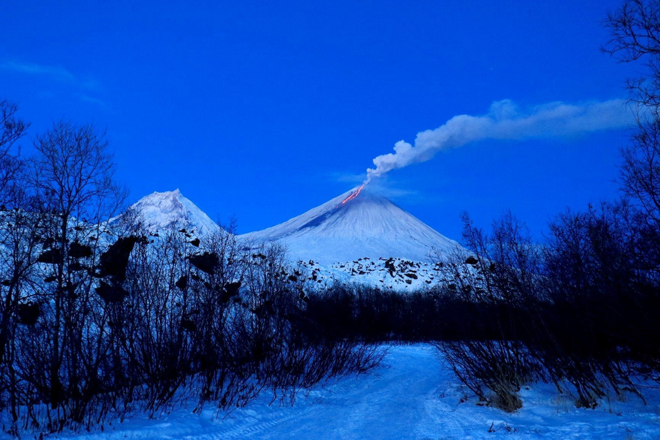 Núi lửa Kliuchevsky thuộc quần thể các dãy núi lửa của bán đảo Kamchatka được UNESCO công nhận là di sản thế giới từ năm 1996. (Ảnh: Trần Hiếu/TTXVN)