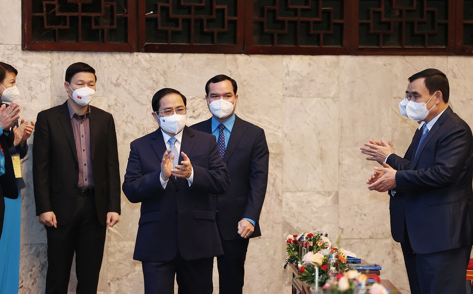 Thủ tướng Phạm Minh Chính đến dự buổi lễ. (Ảnh: Dương Giang/TTXVN)