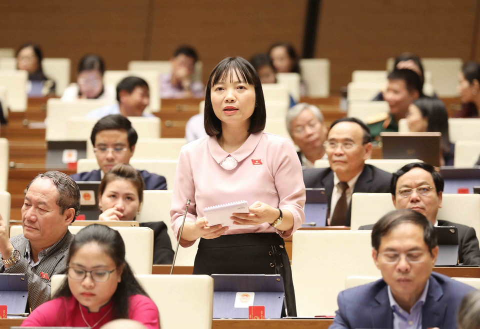 Đại biểu Quốc hội tỉnh Hải Dương Nguyễn Thị Việt Nga phát biểu. (Ảnh: Phương Hoa/TTXVN)