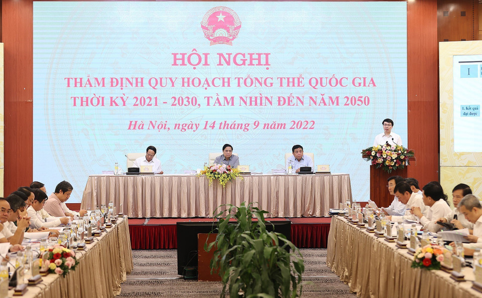 Quang cảnh Hội nghị Thẩm định Quy hoạch tổng thể Quốc gia giai đoạn 2021-2030, tầm nhìn đến 2050. (Ảnh: Dương Giang/TTXVN)