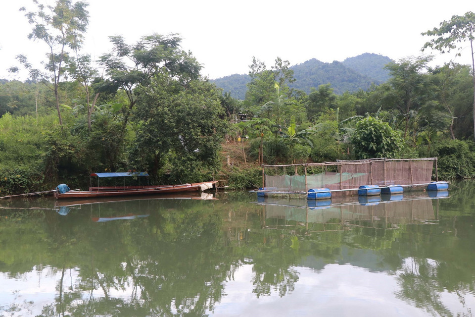  Người dân dọc sông Giăng, tỉnh Nghệ An làm những bè nuôi cá, mỗi năm cho thu nhập hàng trăm triệu đồng. (Ảnh: Nguyễn Văn Nhật/TTXVN)