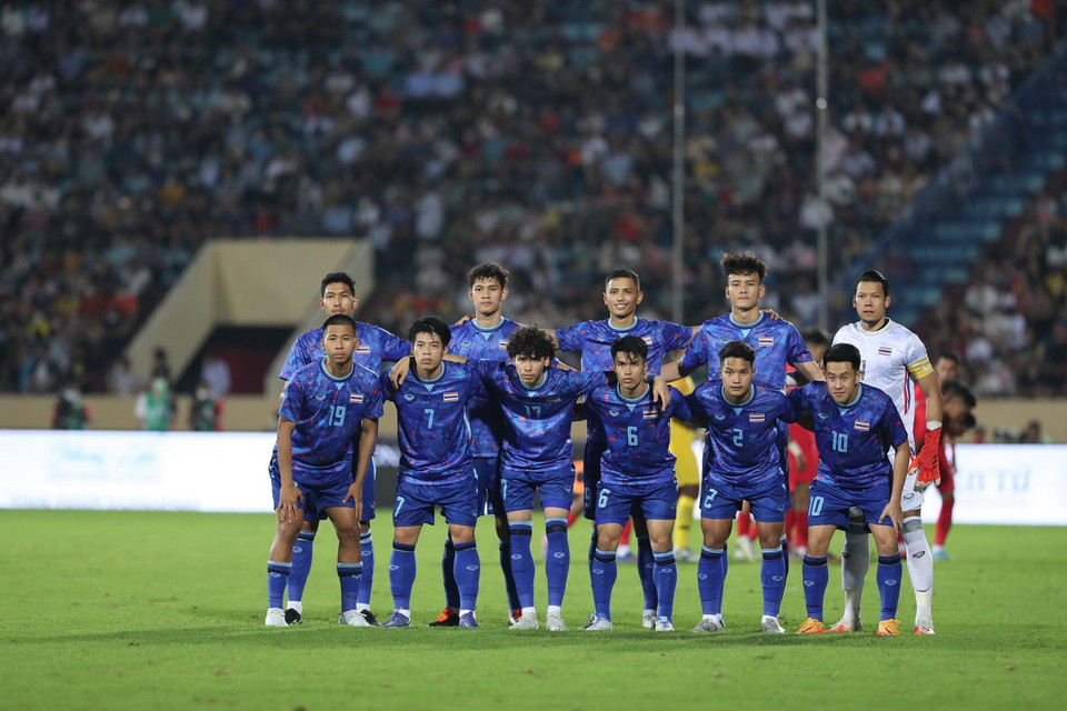 Đội hình xuất phát của U23 Thái Lan. (Ảnh: Hoàng Linh/TTXVN)