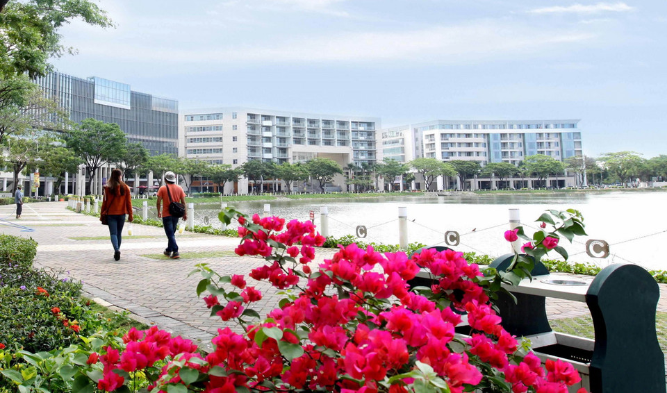 Vẻ đẹp hiện đại của Khu đô thị Phú Mỹ Hưng, TP Hồ Chí Minh. (Ảnh: Phương Vy/TTXVN)