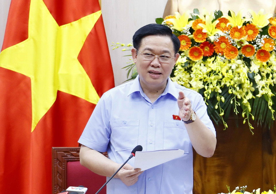 Chủ tịch Quốc hội tại buổi làm việc. (Ảnh: Doãn Tấn/TTXVN)