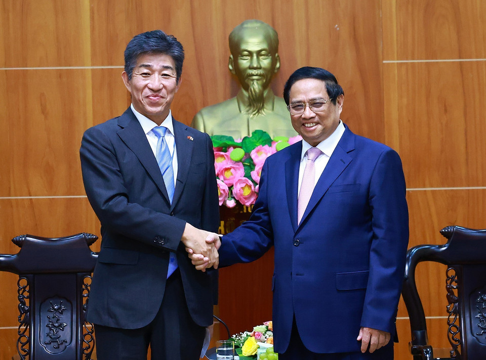 Thủ tướng Phạm Minh Chính tiếp ông Nakagawa Tetsuyuki, Tổng Giám đốc Aeon Mall Việt Nam. (Ảnh: Dương Giang/TTXVN)