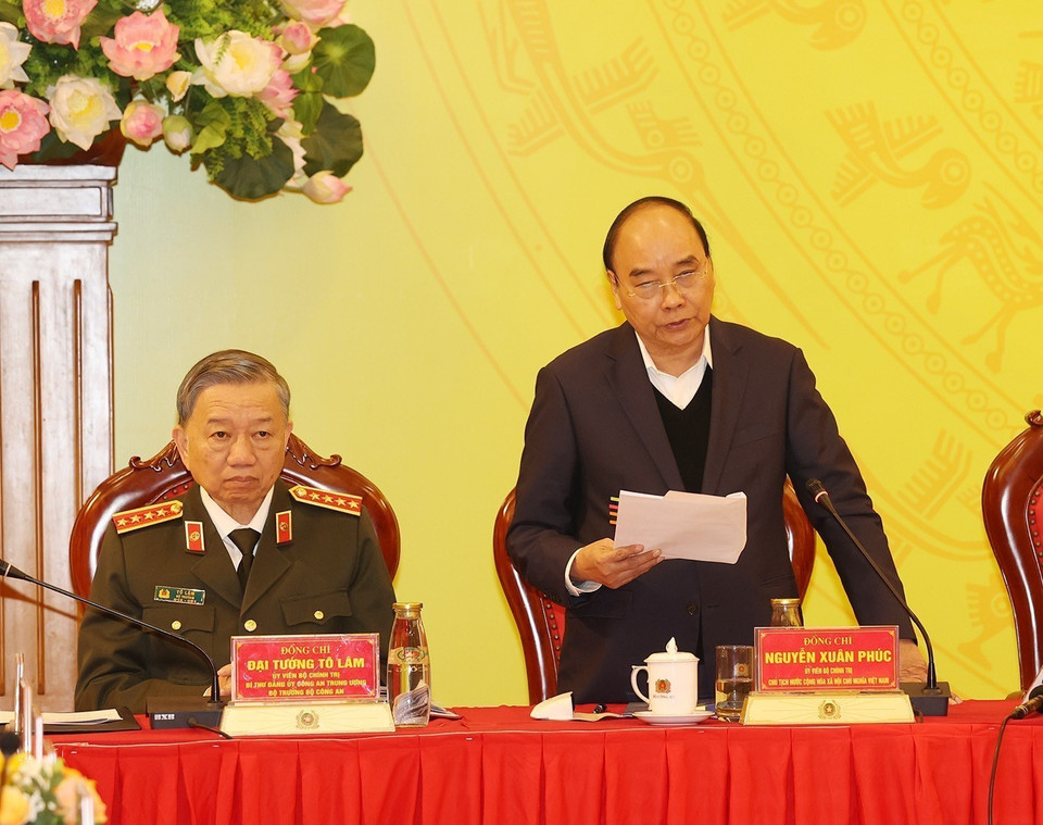 Chủ tịch nước Nguyễn Xuân Phúc phát biểu tại hội nghị. Ảnh: Trí Dũng/TTXVN)