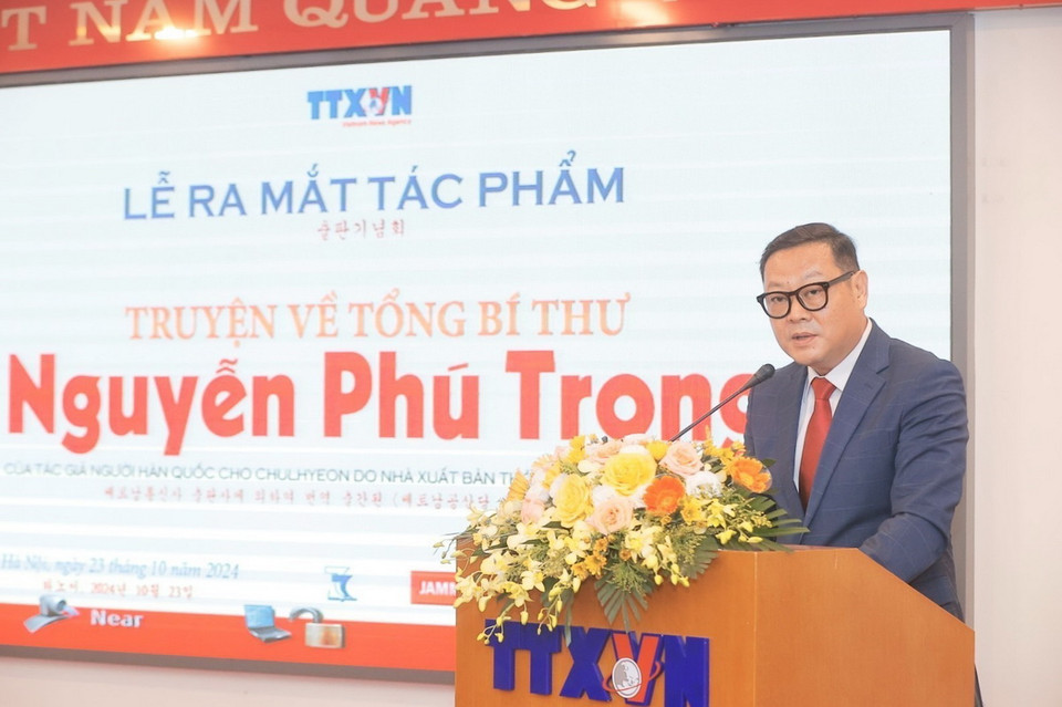 Ông Joo Jeongsu, Tổng Giám đốc Công ty Jammy Holdings, phát biểu. (Ảnh: Minh Quyết/TTXVN)