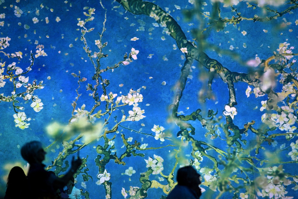  Triển lãm tác phẩm của họa sỹ Vincent van Gogh bằng công nghệ thực tế ảo tại Milan, Italy ngày 8/6. (Ảnh: AFP/TTXVN)