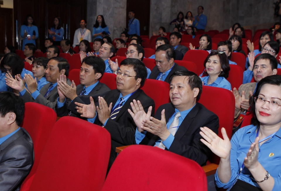 Đoàn đại biểu Công đoàn Thông tấn xã Việt Nam dự Đại hội. (Ảnh: TTXVN)