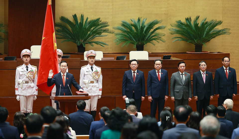 Chủ tịch nước Võ Văn Thưởng tuyên thệ nhậm chức. (Ảnh: TTXVN)