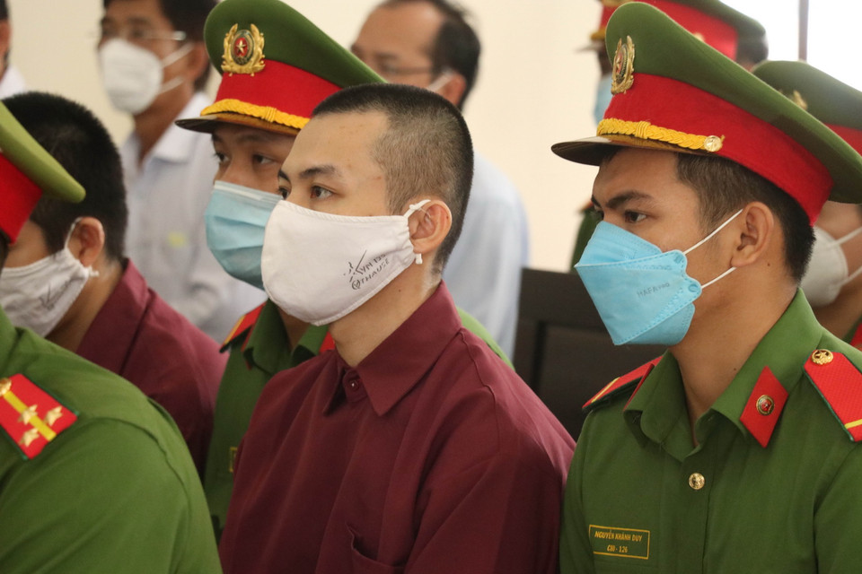 Các bị cáo có mặt tại phiên tòa. (Ảnh: Bùi Giang/TTXVN)