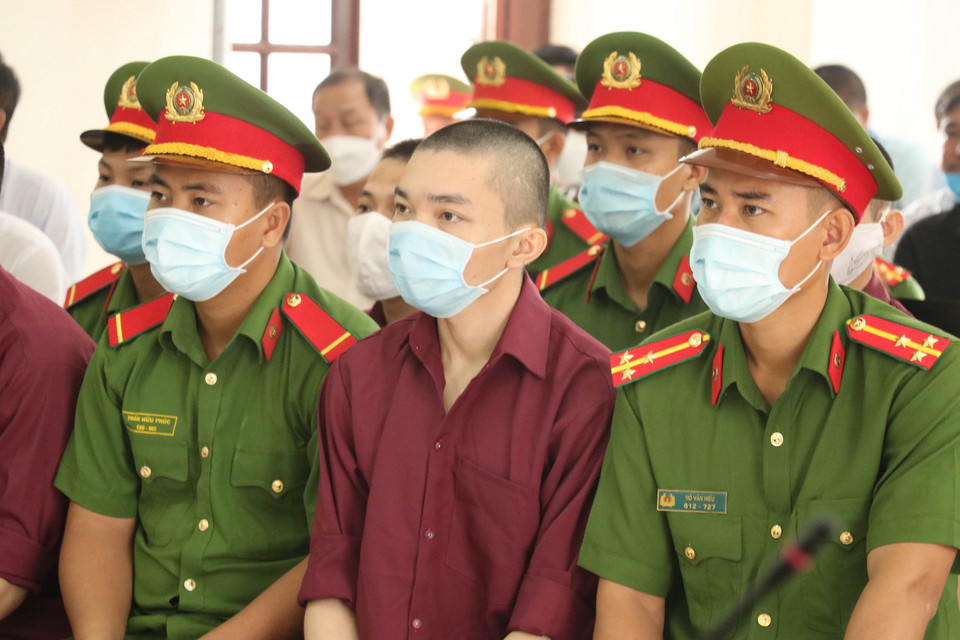 Các bị cáo bị truy tố đều có mặt tại phiên tòa. (Ảnh: Bùi Giang/TTXVN)
