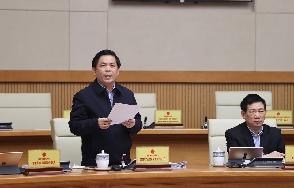  Bộ trưởng Bộ Giao thông Vận tải Nguyễn Văn Thể phát biểu. (Ảnh: Dương Giang/TTXVN)