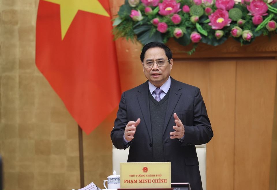  Thủ tướng Phạm Minh Chính chủ trì phiên họp. (Ảnh: Dương Giang/TTXVN)