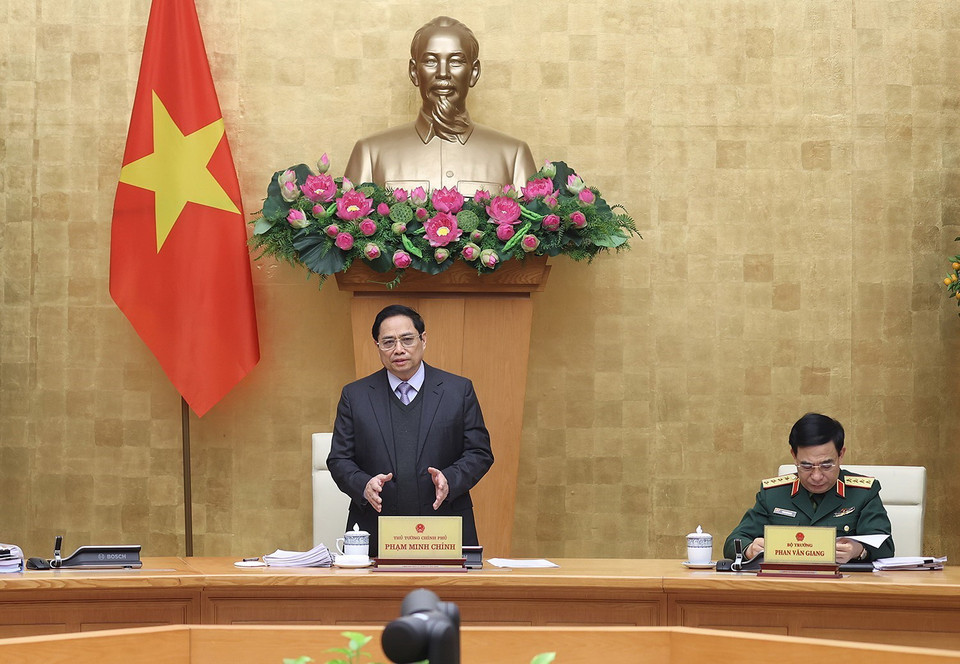  Thủ tướng Phạm Minh Chính chủ trì phiên họp. (Ảnh: Dương Giang/TTXVN)