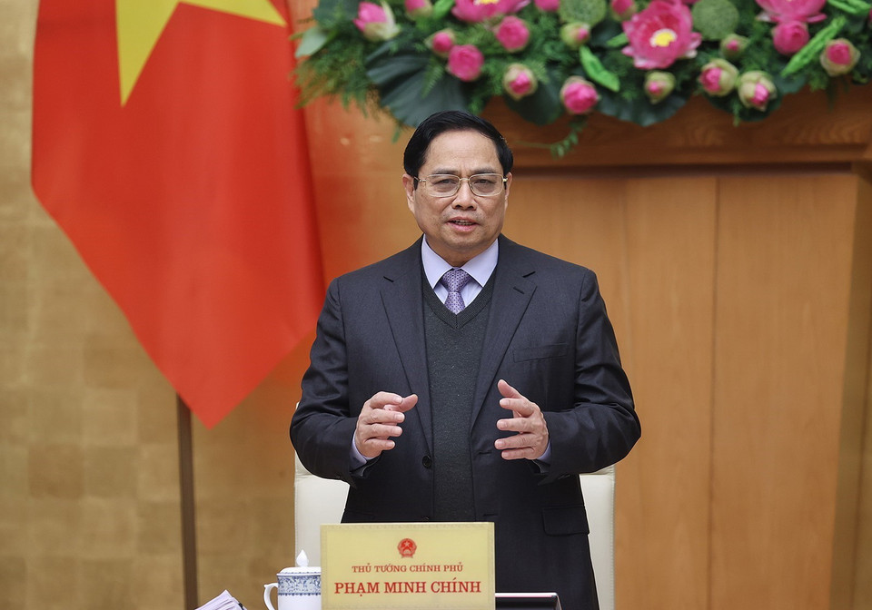  Thủ tướng Phạm Minh Chính phát biểu tại phiên họp. (Ảnh: Dương Giang/TTXVN)