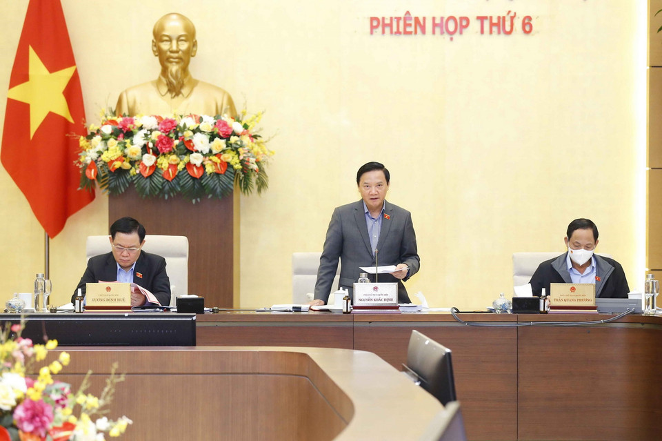 Phó Chủ tịch Quốc hội Nguyễn Khắc Định phát biểu ý kiến. (Ảnh: Doãn Tấn/TTXVN)