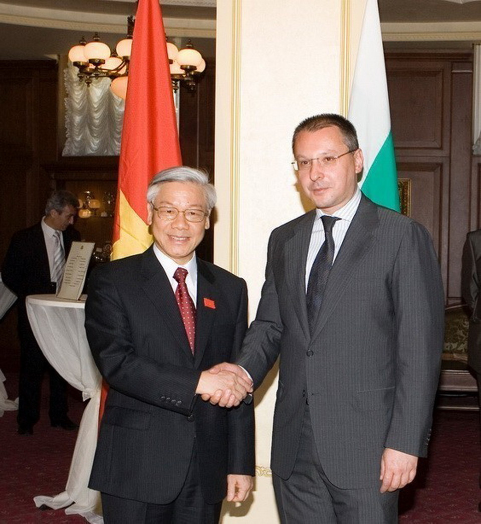 Thủ tướng Sergey Stanishev tiếp Chủ tịch Quốc hội Nguyễn Phú Trọng thăm chính thức Bulgaria (Sofia, 2008). (Ảnh: Trí Dũng/TTXVN)