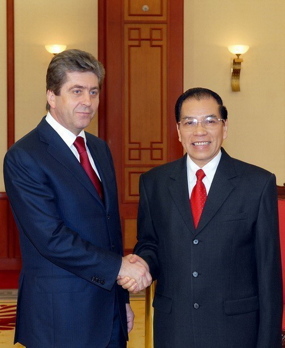 Tổng Bí thư Nông Đức Mạnh tiếp Tổng thống Bulgaria Georgi Parvanov thăm chính thức Việt Nam (31/1/2009). (Ảnh: Nhan Sáng/TTXVN)