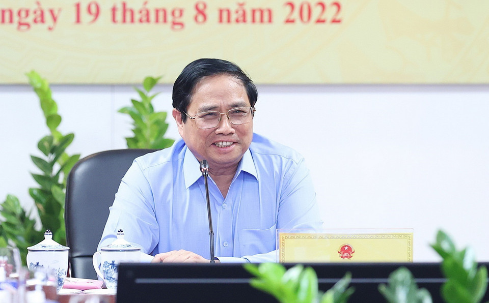 Thủ tướng Phạm Minh Chính chủ trì Hội nghị phát triển thị trường với hệ thống Thương vụ Việt Nam ở nước ngoài. (Ảnh: Dương Giang/TTXVN)