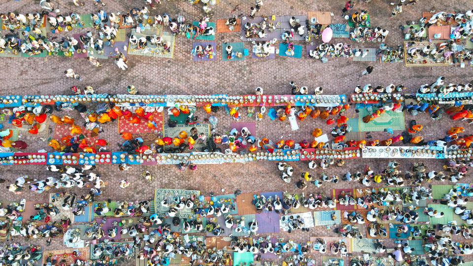 Góc nhìn từ trên cao tại khuôn viên Boun Thatluang. (Ảnh: Đỗ Bá Thành/Vietnam+)