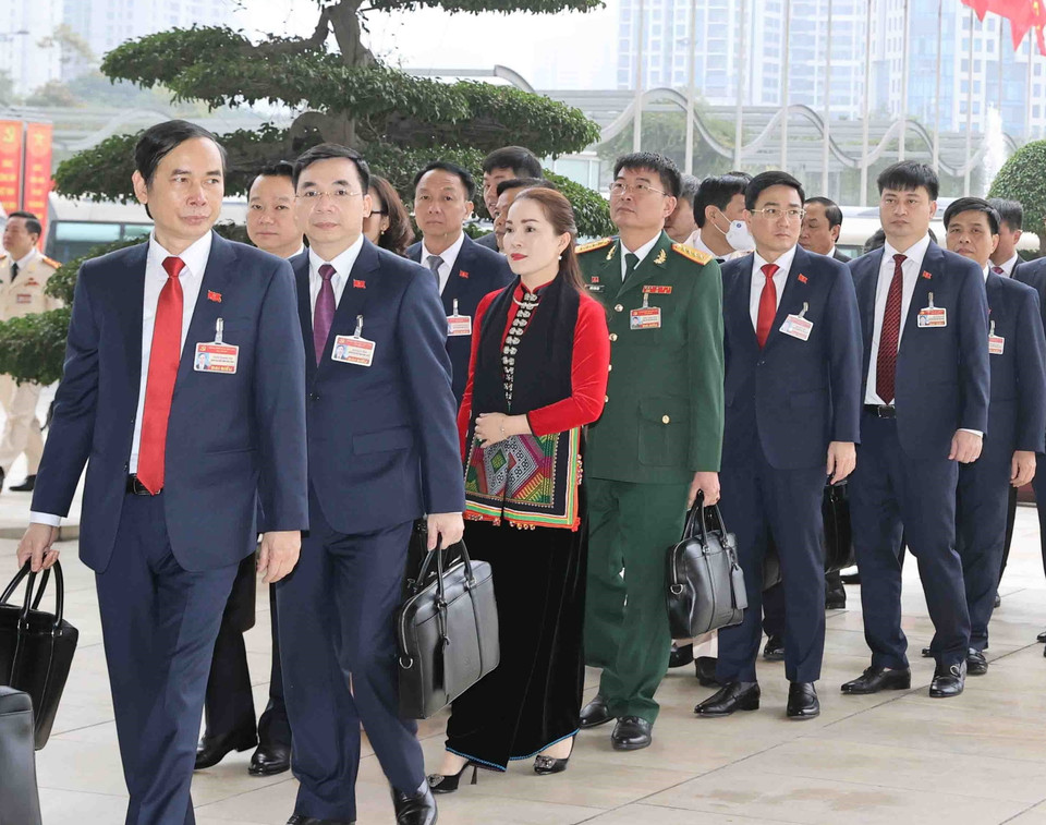 Các đại biểu đến dự phiên khai mạc đại hội. (Ảnh: TTXVN)