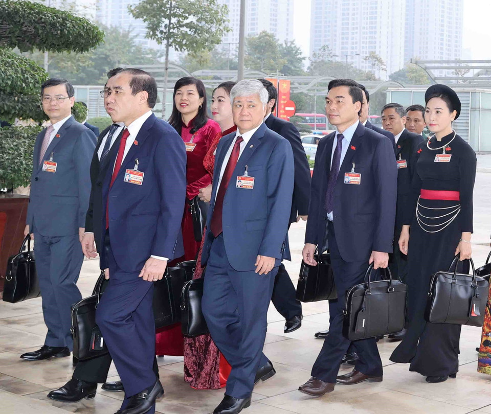 Các đại biểu đến dự phiên khai mạc đại hội. (Ảnh: TTXVN)