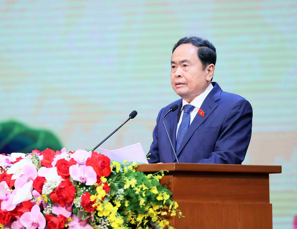 Chủ tịch Quốc hội Trần Thanh Mẫn phát biểu chỉ đạo. (Ảnh: An Đăng/TTXVN)