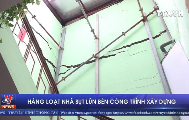 [Video] Hàng loạt nhà sụt lún bên công trình xây dựng ở Hà Nội ảnh 1