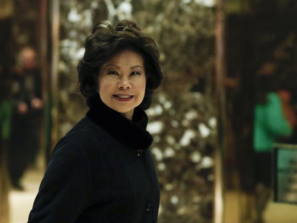 Bà Elaine Chao sẽ được bổ nhiệm vào vị trí Bộ trưởng Giao thông trong chính phủ mới. (Nguồn: USA Today) Ông Donald Trump chọn bà Elaine Chao làm Bộ trưởng Giao thông ảnh 1