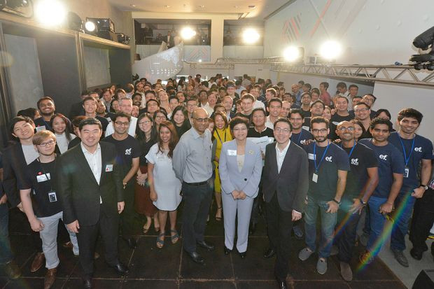 Phó Thủ tướng Singapore Tharman Shanmugaratnam tại lễ khánh thành SGInnovate. (Nguồn: businesstimes) Singapore chính thức đưa Trung tâm Đổi mới vào hoạt động ảnh 1