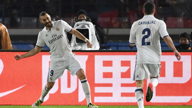Benzema mở tỷ số cho Real Madrid. (Nguồn: Getty Images) Ronaldo lập hat-trick, Real Madrid vô địch FIFA Club World Cup ảnh 2