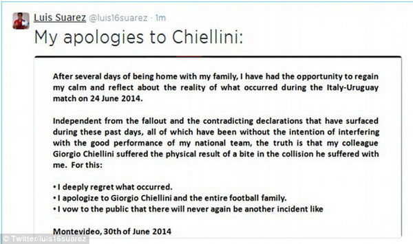 Nghi vấn Luis Suarez xin lỗi Chiellini theo yêu cầu của Barcelona? ảnh 2