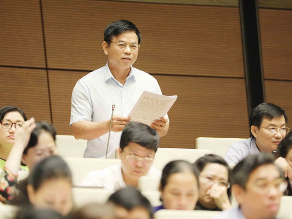Đại biểu Quốc hội tỉnh Bình Dương Nguyễn Thanh Hồng phát biểu. (Ảnh: Phương Hoa/TTXVN) Đại biểu Quốc hội ý kiến trái chiều về đấu giá biển số đẹp ảnh 1