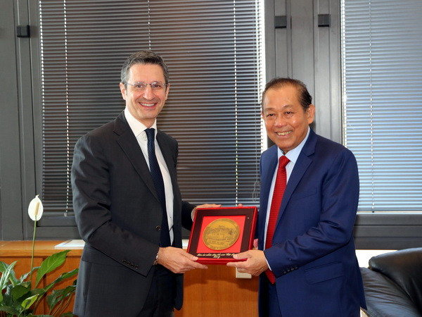 Phó Thủ tướng làm việc với lãnh đạo Hội đồng Tư pháp quốc gia Italy ảnh 1